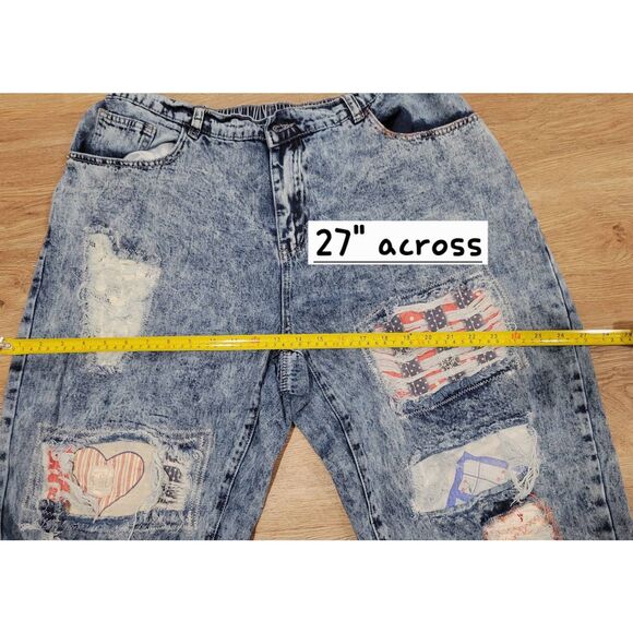 Boho patched plus size jeans lace 16 18 reworked upcycled patchwork diy eclectic - Picture 9 of 16
